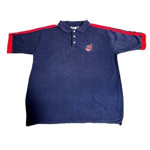 MLB Cleveland Indians Shirt Collar Button Chief Wahoo Tee Sz M Baseball Sports